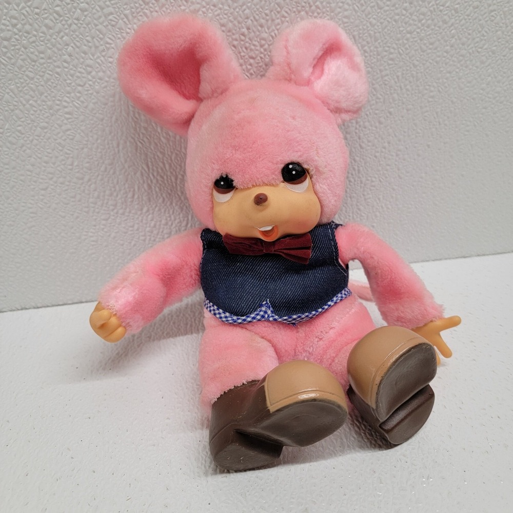 Vintage Moppy? Rare Pink Russ Luv Pets Finger Sucking Plush Mouse Shoes & Vest